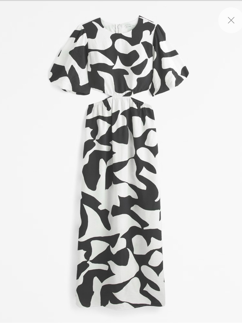 NWT Abercrombie & Fitch Short-Sleeve Cutout Maxi Dress Black White Medium